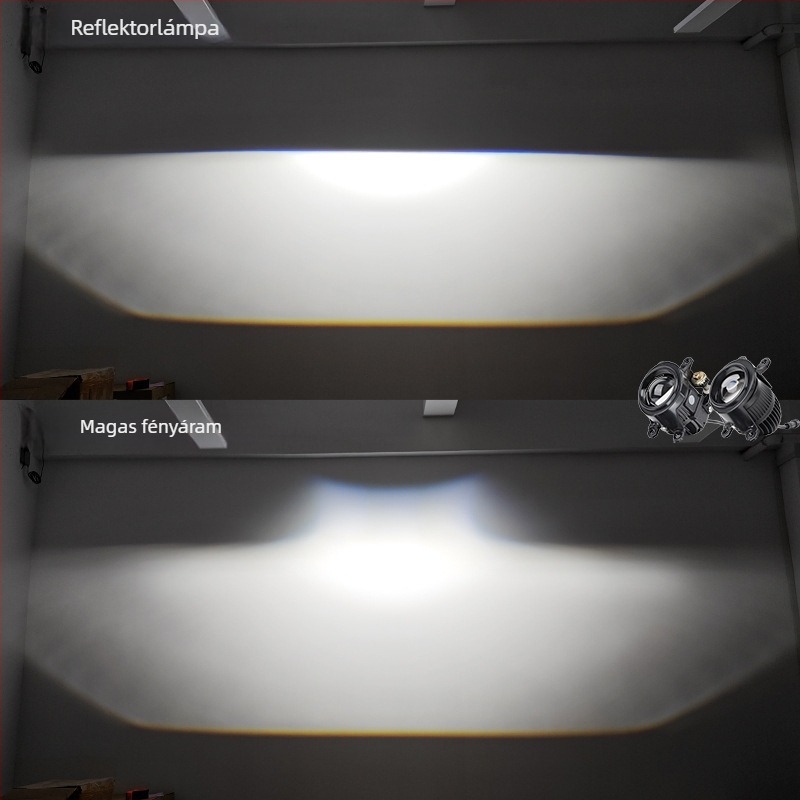 Autó ködfényszóró kettős fénnyel és átlátszó lencsével – LED, 12V, 5500LM, IP68, alumíniumötvözet