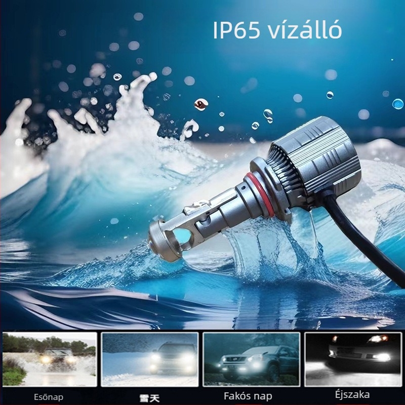 LED autó lámpák lézer lencsével, 80W, 12V, 5000-8000 lm, IP65, kompatibil H1/H7/H4
