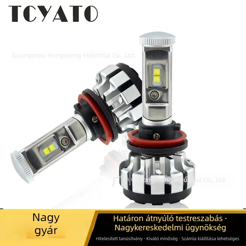 TCYATO T1S autó LED fényszórók H7, H11 és 9005-hoz önálló lencsés LED diodákkal, alumíniumötvözet, 12–24V