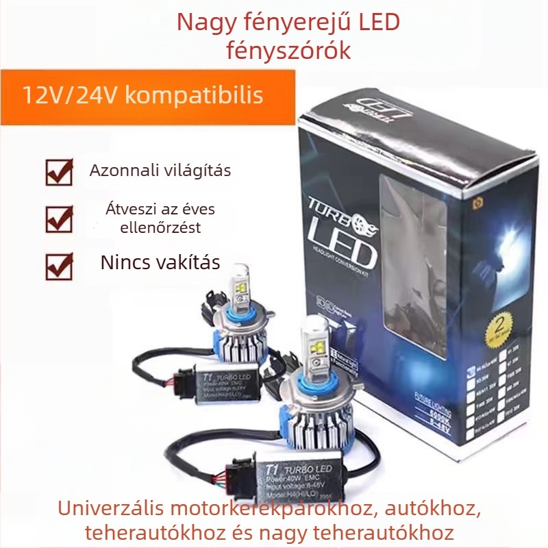 TCYATO T1S autó LED fényszórók H7, H11 és 9005-hoz önálló lencsés LED diodákkal, alumíniumötvözet, 12–24V