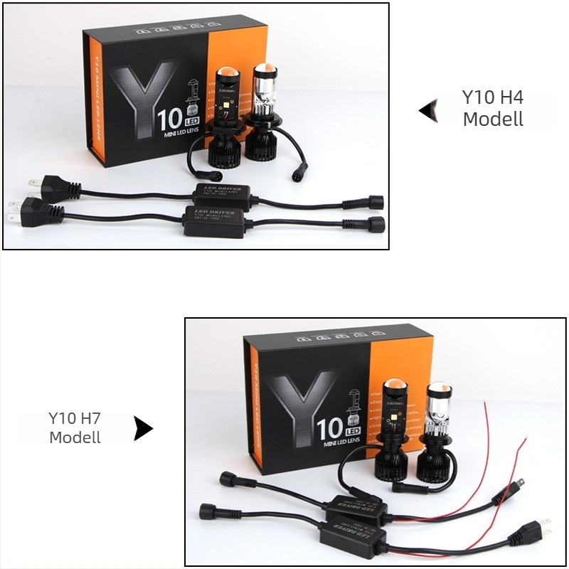 Y10 LED fényszóró lencsével, H4 kettős fény, 4200 lm, 12V, 40W, vízálló