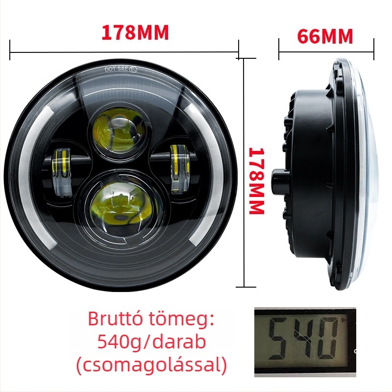 7 hüvelykes Harley Wrangler LED félköríves lencsés világítótest off-road járművekhez és motorkerékpárokhoz