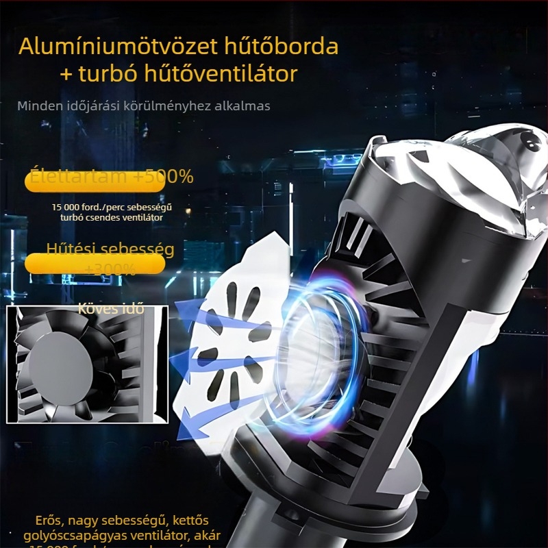 H4 LED autólámpa lencsével, duálfény (magas és alacsony), dugaszolható