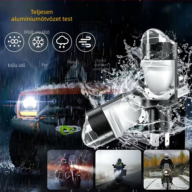 H4 LED autólámpa lencsével, duálfény (magas és alacsony), dugaszolható
