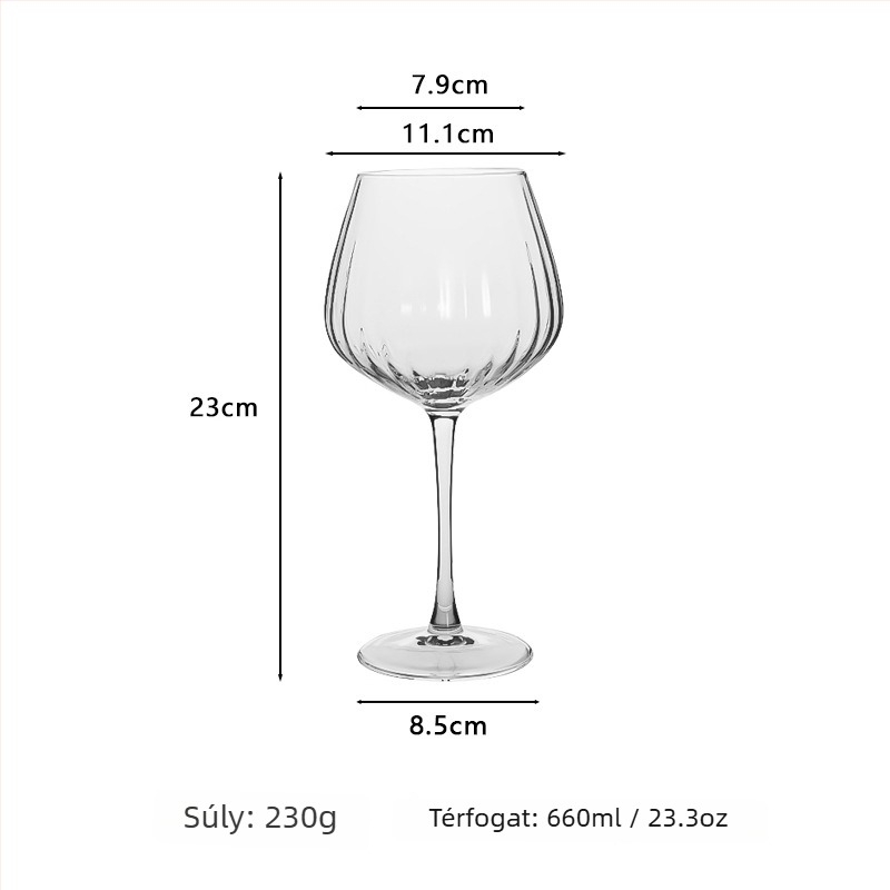 Kristály prism pohárkészlet - vörösboros, pezsgő és koktél poharak, nordic stílus, 5 db, kapacitás 501–600 ml, csomagolás színes dobozban