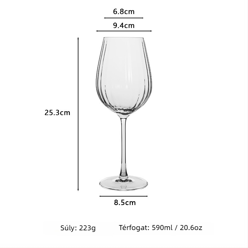 Kristály prism pohárkészlet - vörösboros, pezsgő és koktél poharak, nordic stílus, 5 db, kapacitás 501–600 ml, csomagolás színes dobozban