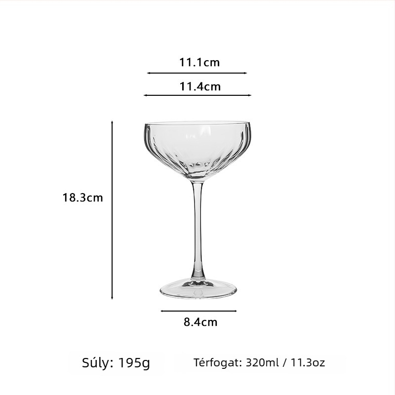 Kristály prism pohárkészlet - vörösboros, pezsgő és koktél poharak, nordic stílus, 5 db, kapacitás 501–600 ml, csomagolás színes dobozban