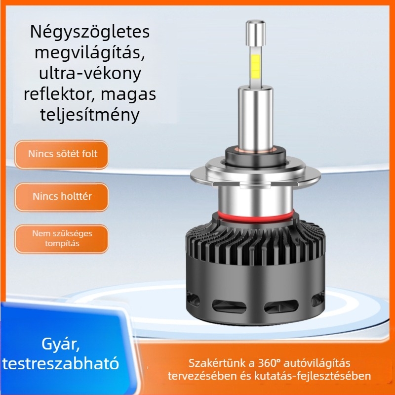 Négyoldalas LED autólámpa réz hőcsővel, integrált réz kialakítás, 55W, 12V, IP68, 6500lm, 5000h