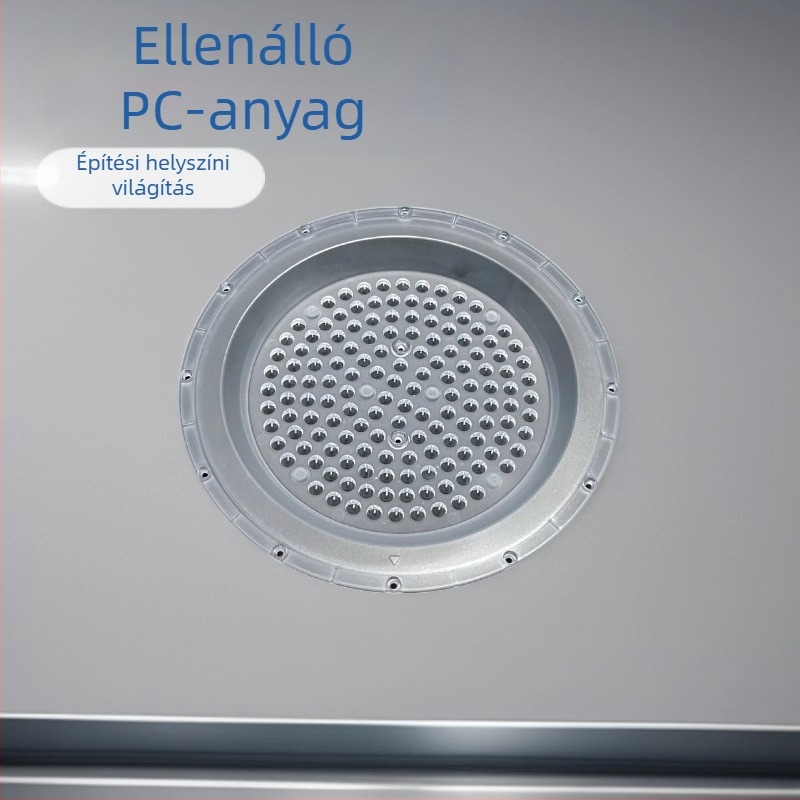 UFO gyűrűs gyöngylemez ipari/bányász lámpához, fénykúp 60–90°, áteresztés 92%, modell UFO-a-100w-150w-200w, fő anyag PCS