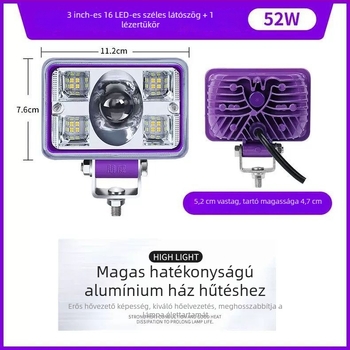 24V-os LED első fényszóró elektromos járművekhez, vízálló, 3000 lm, Laser Cannon stílus