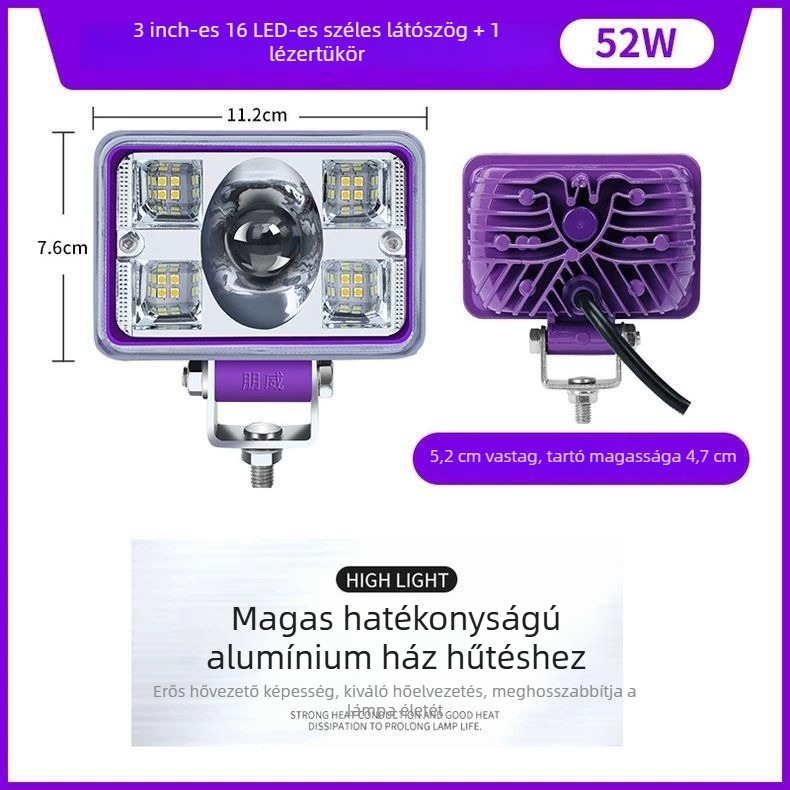 24V-os LED első fényszóró elektromos járművekhez, vízálló, 3000 lm, Laser Cannon stílus