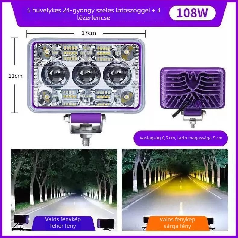 24V-os LED első fényszóró elektromos járművekhez, vízálló, 3000 lm, Laser Cannon stílus