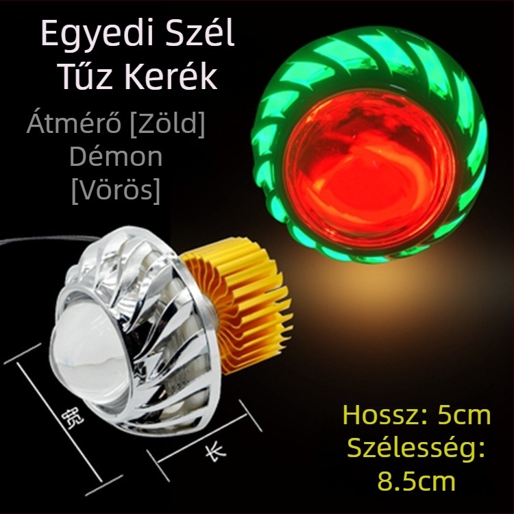 Motorkerékpár LED fényszóró angyal- és démon szemekkel, Cree LED, 1200 lm, 10W, 12–80V, Hot Wheel modell