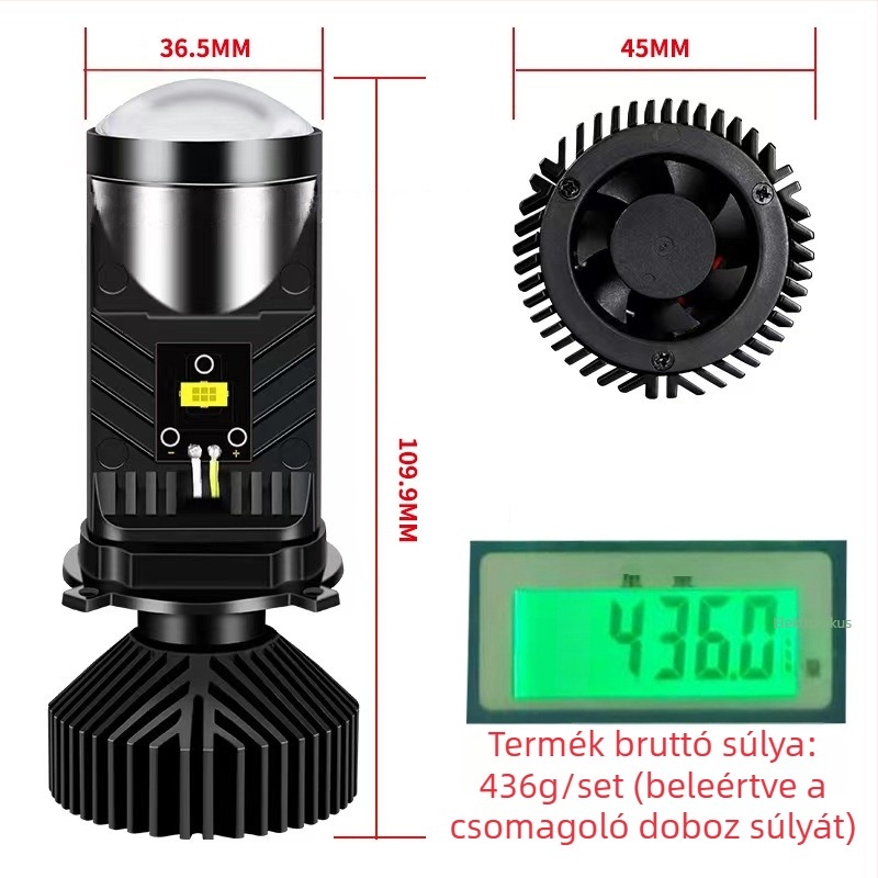 LED autó lámpa mátrix H4, integrált fisheye lencsével, IP68, 12-60V, 4200 lm