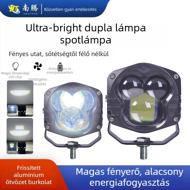 LED négyzetszögű autómunka lámpa integrált magas és alacsony fénysugár lencsével, motorkerékpár világítófény, off-road világítás (40W, 12-80V DC, IP67, 6500K, 30000h)