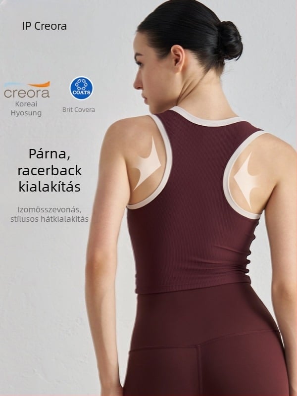 Jóga felső melltartó betétekkel - légáteresztő, fix kosár, ütéscsillapító, karcsú szabású