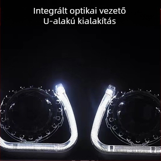 Autó fényszóró lencséjének dekoratív burkolata, 3,0/2,5 hüvelyk, U-alakú LED Angel Eye fényvezető, integrált védőfedél