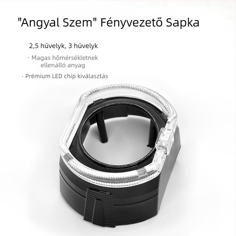 Universális négyszögletes LED fényszóró lencse, 2,5/3 hüvelyk, kettős színű fényvezetővel és integrált angyalszemmel