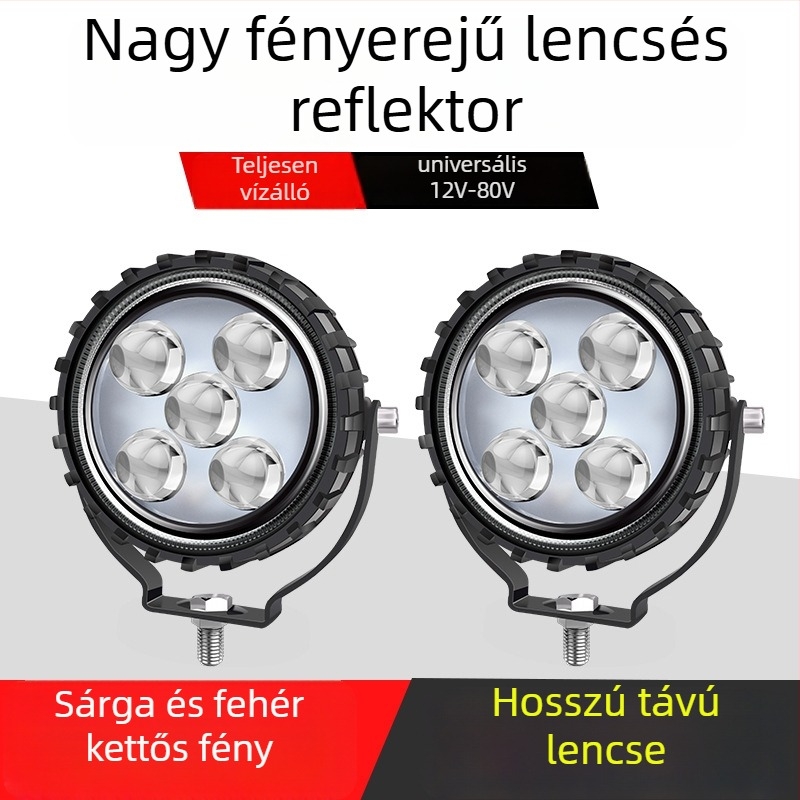 Kör alakú 5-LED lézer spotlámpa teherautó/terepjáró első lökhárítóhoz, 60W, 12-80V, alumínium ház, PC lencse