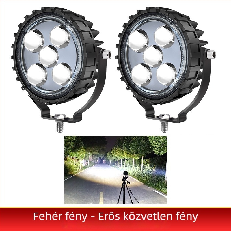 Kör alakú 5-LED lézer spotlámpa teherautó/terepjáró első lökhárítóhoz, 60W, 12-80V, alumínium ház, PC lencse