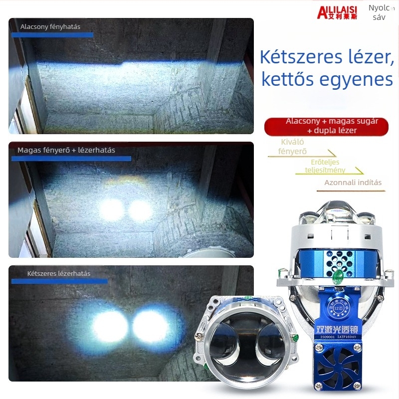 Autó LED fényszórókészlet kettős lencsével és kettős fénykibocsátással, univerzális illeszkedés, 105W, 12V, 50 000 óra élettartam