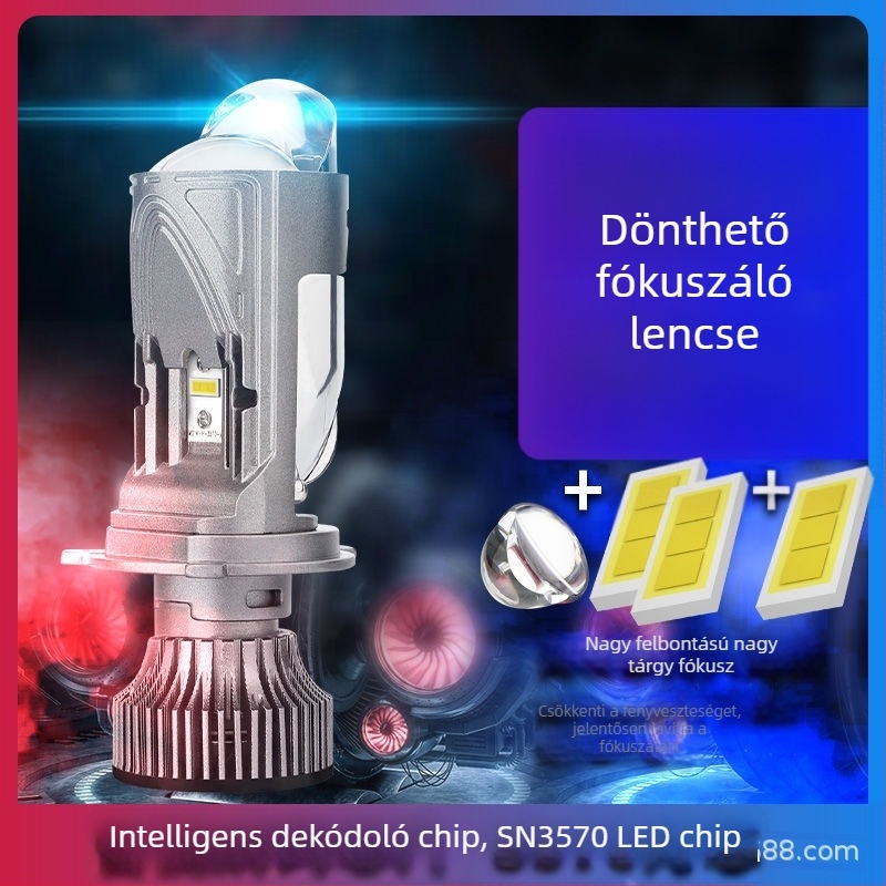 LED H4 fényszóró integrált távoli és közeli fénnyel, 50W, 12V, IP68, 10000 lm/par, lencse kondenzátor