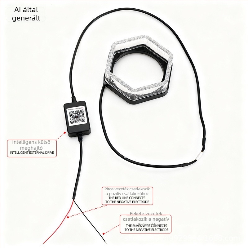 5D Bluetooth-alkalmazás-vezérlésű dekoratív fényszórófedél, integrált Angel Eyes és színes lencse, méret 2,5–3 hüvelyk