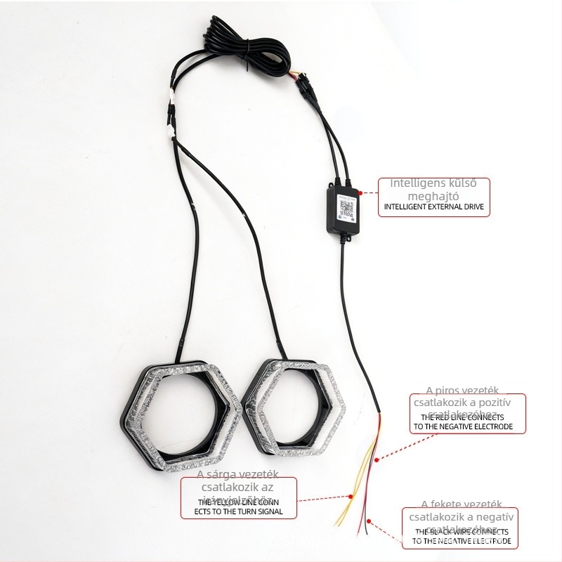 5D Bluetooth-alkalmazás-vezérlésű dekoratív fényszórófedél, integrált Angel Eyes és színes lencse, méret 2,5–3 hüvelyk