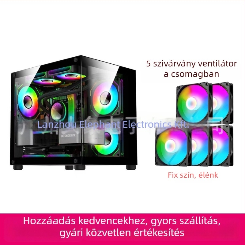 Oszlopmentes prizmás mini PC-ház — MicroATX kompatibilis, vízhűtés, oldalsó átlátszó panel