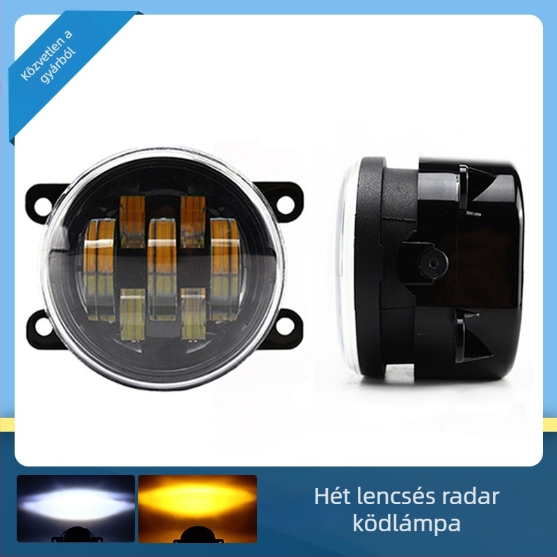 Lada LED ködlámpa hét gyöngyös lencsével és kettős fénnyel, IP67, 18W, 9-24V