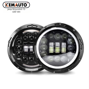7 hüvelykes Wrangler LED fényszóró, 15 LED-del, teljes kör alakú, Jeep Wrangler fényszóró felújításához
