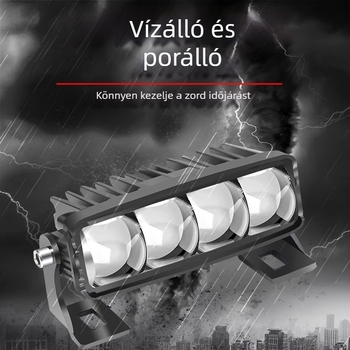 LED off-road reflektor autókhoz, négylencsés objektív, nagy fényerő, külső világítás, szerelés nélkül