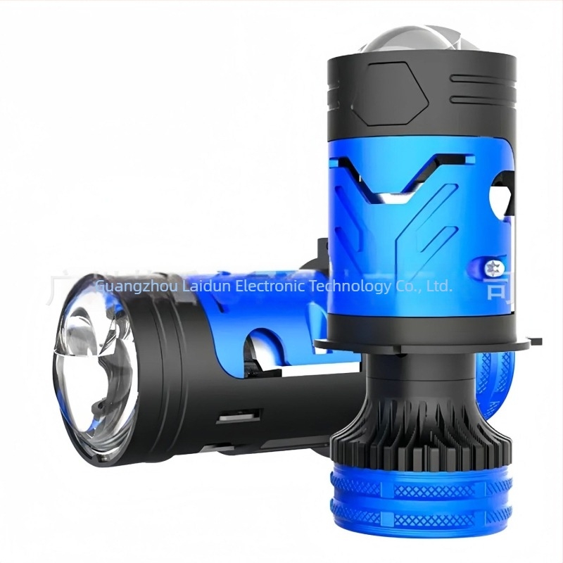 Laidun M01Y H4 LED fényszóró kettős lencsével és fisheye-objektívvel, motorral, 75W, magas és alacsony fényerő