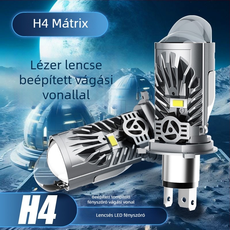 M01P H4 inline LED fényszóró, kettős fényforrás, magas és alacsony fény, 6500 lm, 65 W, 12-24 V