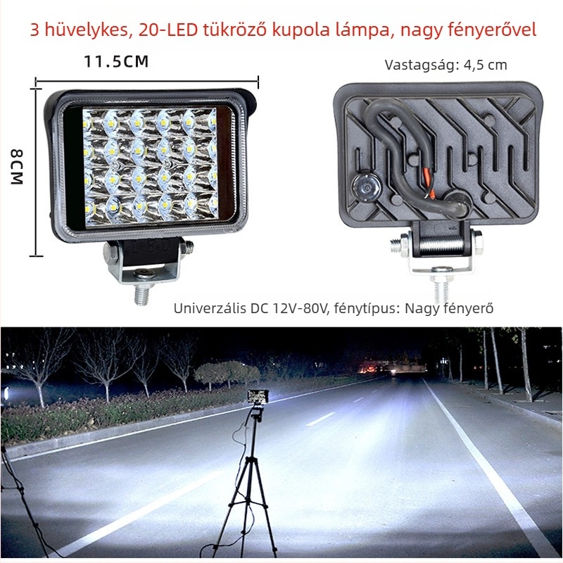 Cree LED Multi-bead reflektor teherautók, triciklisek és motorkerékpárok számára — 216W, 12–24V, öntött alumínium ház