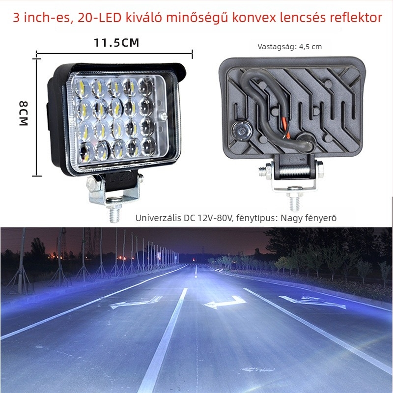 Cree LED Multi-bead reflektor teherautók, triciklisek és motorkerékpárok számára — 216W, 12–24V, öntött alumínium ház