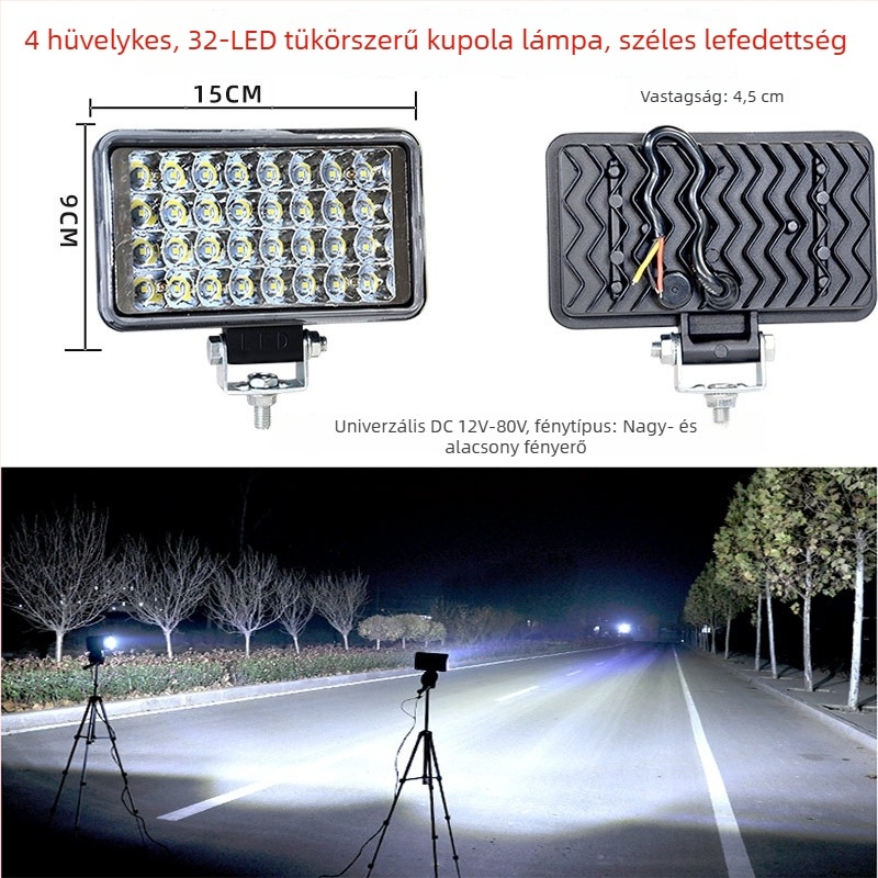 Cree LED Multi-bead reflektor teherautók, triciklisek és motorkerékpárok számára — 216W, 12–24V, öntött alumínium ház