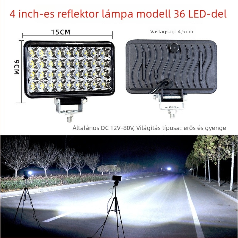 Cree LED Multi-bead reflektor teherautók, triciklisek és motorkerékpárok számára — 216W, 12–24V, öntött alumínium ház