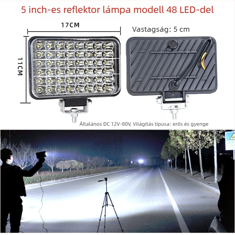 Cree LED Multi-bead reflektor teherautók, triciklisek és motorkerékpárok számára — 216W, 12–24V, öntött alumínium ház