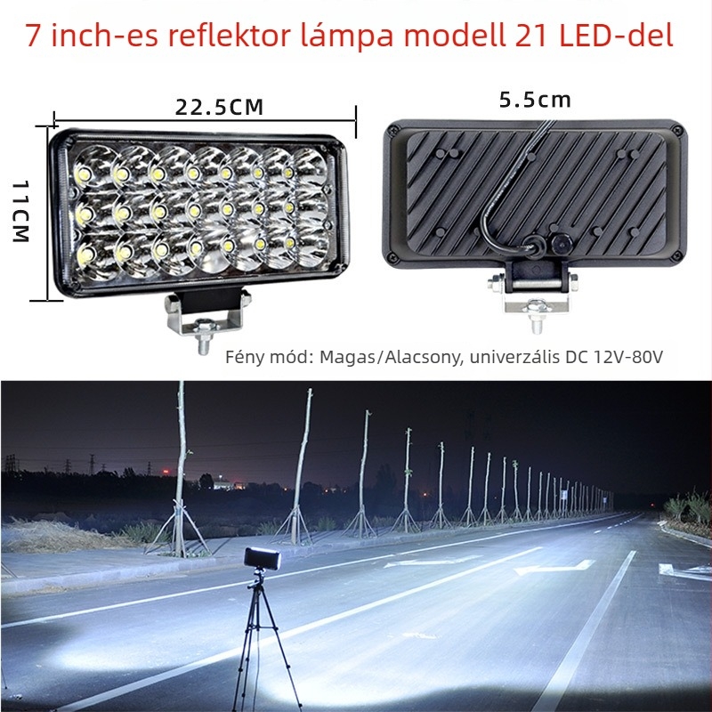 Cree LED Multi-bead reflektor teherautók, triciklisek és motorkerékpárok számára — 216W, 12–24V, öntött alumínium ház