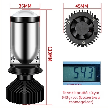 LED H4 motorkerékpár fényszóró bifokális (fisheye) lencsével, 9-36V, 6000 lm, élettartam ≥30000 óra