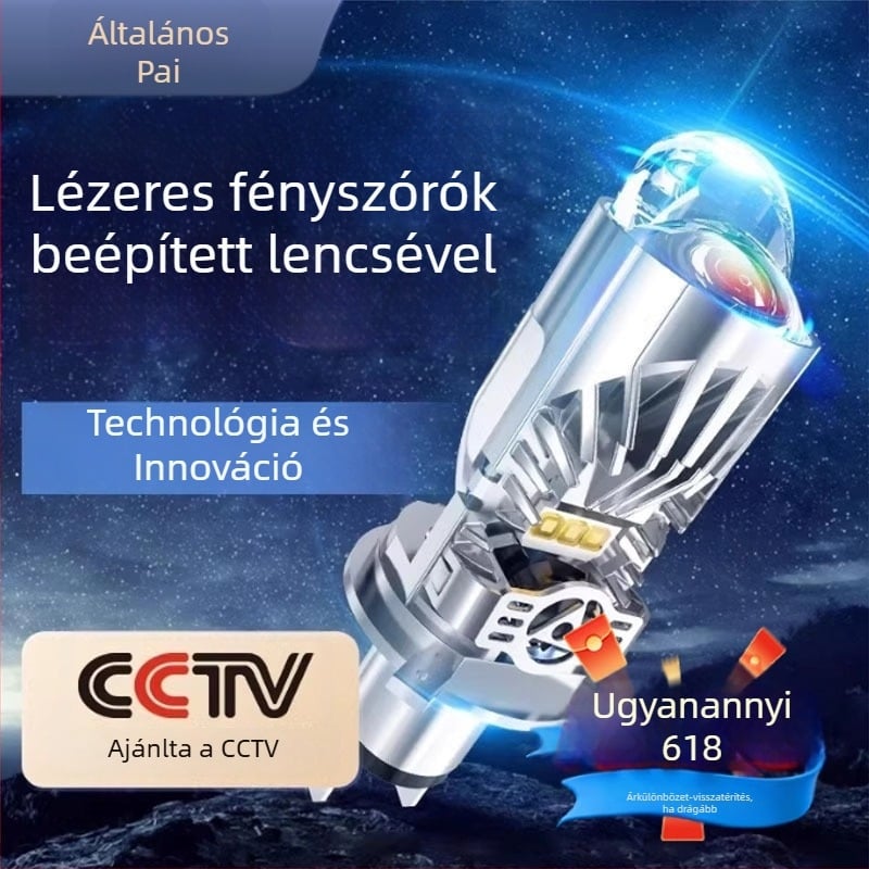 LED lézeres fényszórók autókhoz lencsével, egybeépített magas- és alacsony fénysugárral, 12V, 200W, H4 univerzális