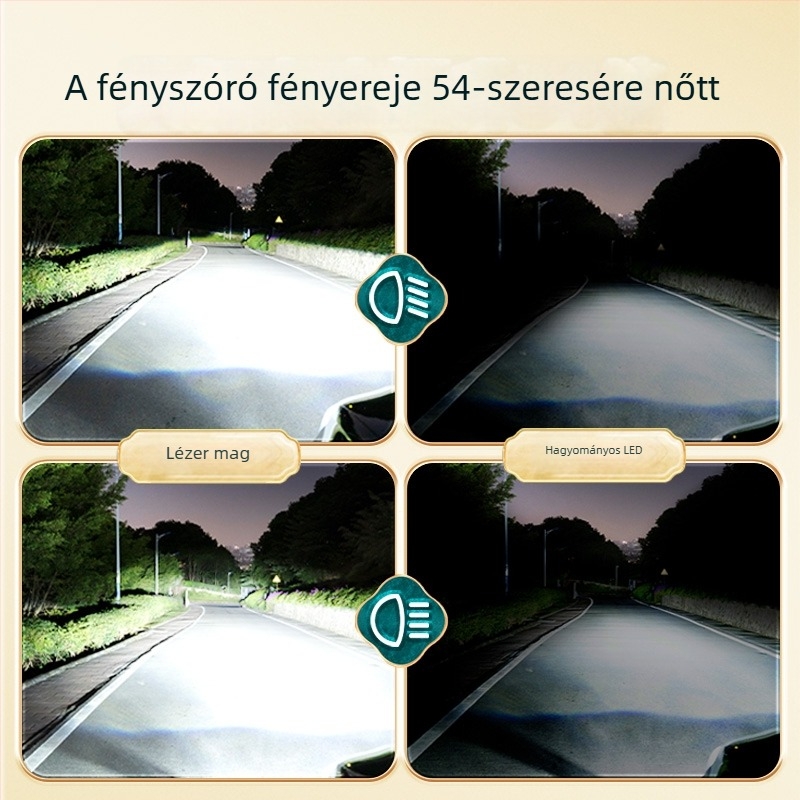 LED lézeres fényszórók autókhoz lencsével, egybeépített magas- és alacsony fénysugárral, 12V, 200W, H4 univerzális