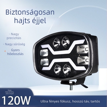 Kamion LED fényszórók – nagy teljesítményű, 120W, 12-80V DC, IP67, alumínium ötvözet burkolat/PMMA lencse, élettartam 30000 óra