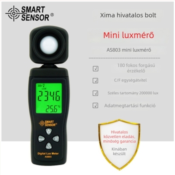 AS803 digitális megvilágításmérő, fotometriai detektor, ipari lumenmérő, tápellátás 3× AAA elemekkel, Hima márka