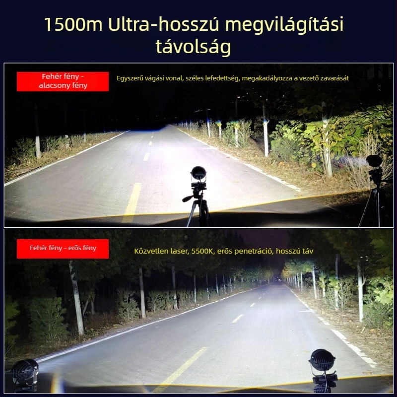 Xinluoer kettős fókuszú lézerfény – autó lámpa lencsével, 60W, 12V, alumínium ház, általános célú