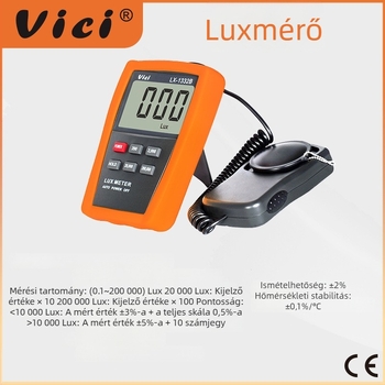 Vici Digitális Fényerősségmérő, Hordozható Luxmérő és Fotométer, Modell Lx1332b