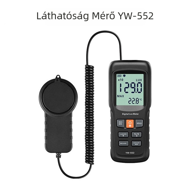 Különálló típusú, magas precíziós digitális luxmérő, 2x AA elemek