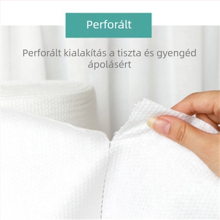 Egyszer használatos hajszárító törölköző tekercsek kozmetikai szalonok és fodrászatok számára, rendkívül nedvszívó, vastag nedvszívó törölközők nem-szőtt anyagból, egyszerű szövésű (nem-szőtt anyag; pamut 70% / 30% tartalom; nedvszívás 16–20 mp; egyszerű s