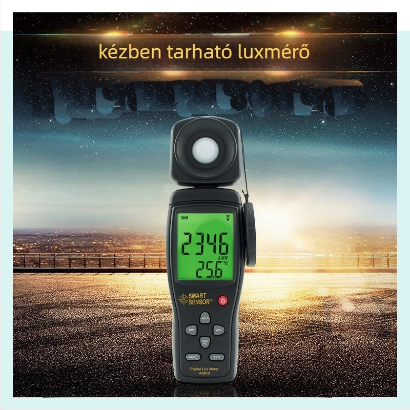 Digitális megvilágításmérő AS213, mérési tartomány 1–200000 lux, felbontás 1 lux, 9V elem ellátású